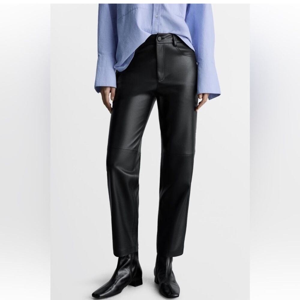 Mango Black Leather Effect Trousers